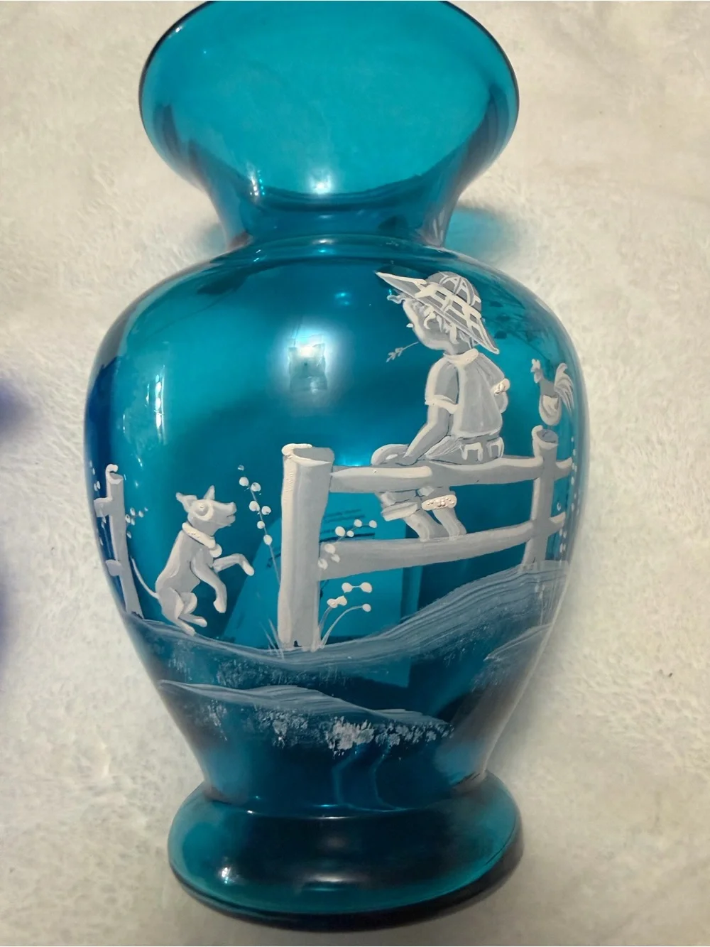 Fenton Mary Gregory hand painted vase 7” beautiful!